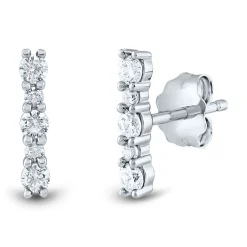 Lab Grown Diamond Bar Stud Earrings In 14K White Gold (1/4 Ct. Tw.)