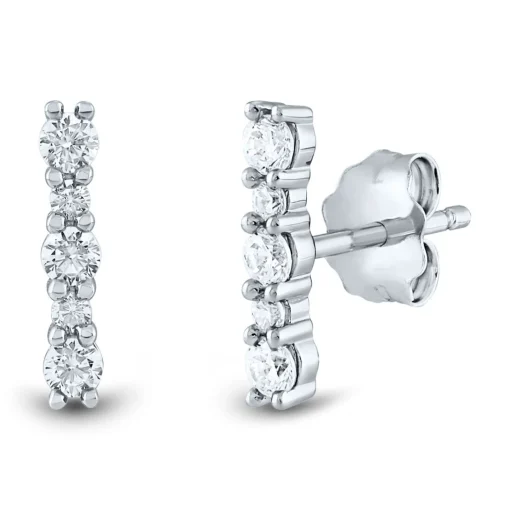 Lab Grown Diamond Bar Stud Earrings In 14K White Gold (1/4 Ct. Tw.)