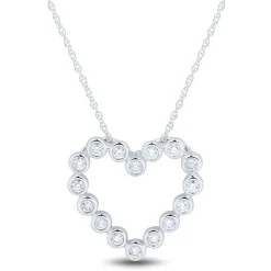 Lab Grown Diamond Bezel Heart Pendant In 14K White Gold (1/4 Ct. Tw.)
