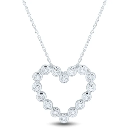 Lab Grown Diamond Bezel Heart Pendant In 14K White Gold (1/4 Ct. Tw.)