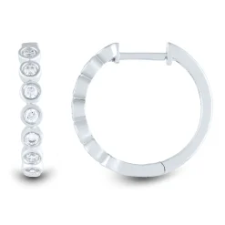 Lab Grown Diamond Bezel-Set Hoop Earrings In 14K White Gold (1/3 Ct. Tw.)