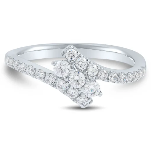 Lab Grown Diamond Bypass Ring In 14K White Gold (1/2 Ct. Tw.)