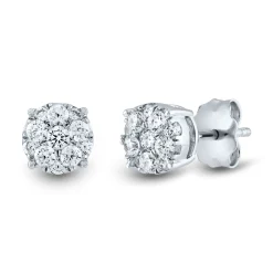 Lab Grown Diamond Cluster Earrings In 14K White Gold (1/3 Ct. Tw.)