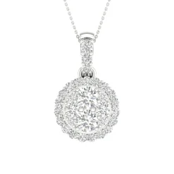 Lab Grown Diamond Cluster Pendant In 14K White Gold (3/8 Ct. Tw.)