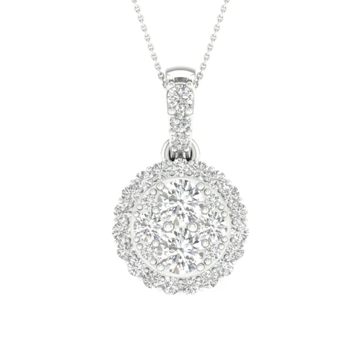 Lab Grown Diamond Cluster Pendant In 14K White Gold (3/8 Ct. Tw.)