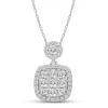 Lab Grown Diamond Cluster Pendant In 14K White Gold (1 Ct. Tw.)