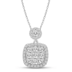 Lab Grown Diamond Cluster Pendant In 14K White Gold (1 Ct. Tw.)