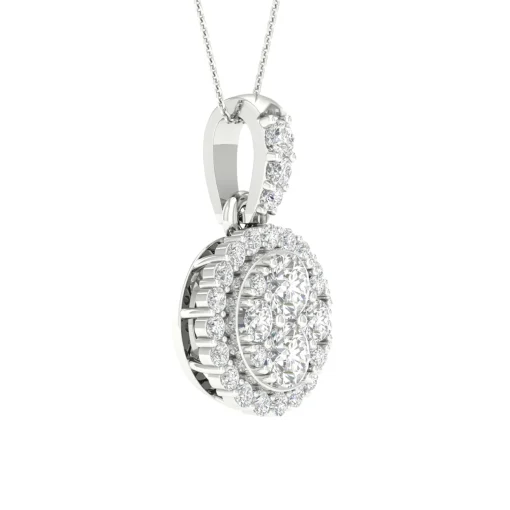 Lab Grown Diamond Cluster Pendant In 14K White Gold (3/8 Ct. Tw.)