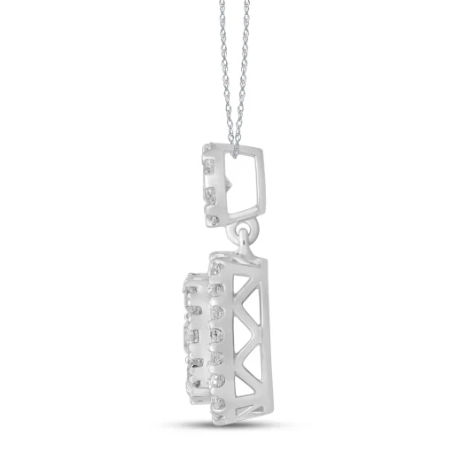 Lab Grown Diamond Cluster Pendant In 14K White Gold (1 Ct. Tw.)