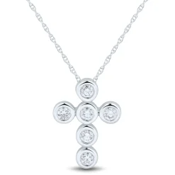Lab Grown Diamond Cross Bezel Pendant In 14K White Gold (1/4 Ct. Tw.)