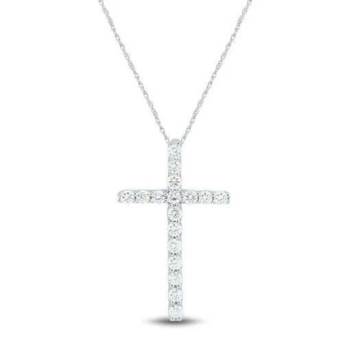 Lab Grown Diamond Cross Pendant In 14K White Gold (5/8 Ct. Tw.)