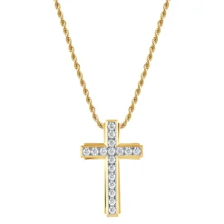 Lab Grown Diamond Cross Pendant In 10K Yellow Gold (1 Ct. Tw.)