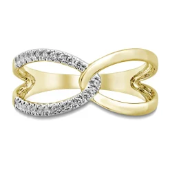 Lab Grown Diamond Crossover Ring In 10K Yellow Gold (1/7 Ct. Tw.)
