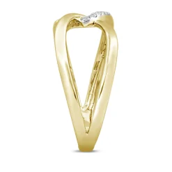 Lab Grown Diamond Crossover Ring In 10K Yellow Gold (1/7 Ct. Tw.)