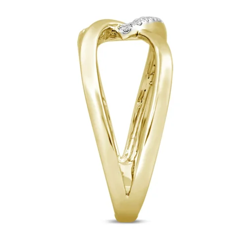 Lab Grown Diamond Crossover Ring In 10K Yellow Gold (1/7 Ct. Tw.)