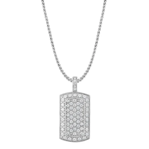 Lab Grown Diamond Dog Tag In 10K White Gold (2 Ct. Tw.)