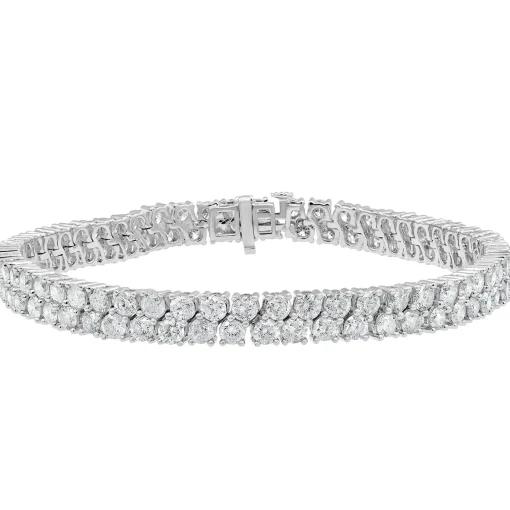 Lab Grown Diamond Double Row Tennis Bracelet In 14K White Gold (10 Ct. Tw.)