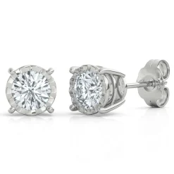 Lab Grown Diamond Earrings With Illusion Settings In 14K White Gold (3/4 Ct. Tw.)