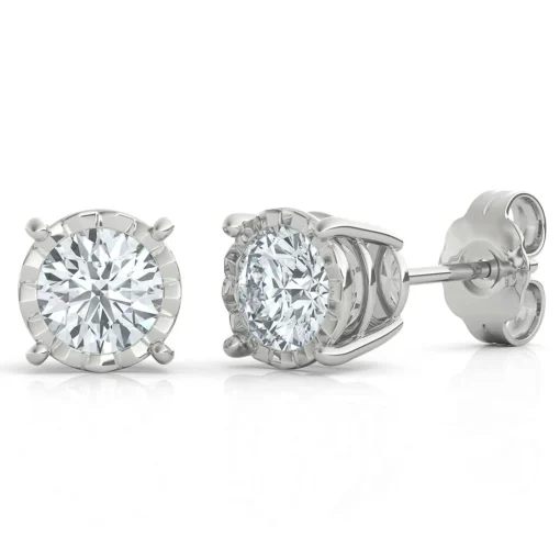 Lab Grown Diamond Earrings With Illusion Settings In 14K White Gold (3/4 Ct. Tw.)