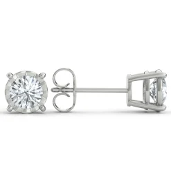 Lab Grown Diamond Earrings With Illusion Settings In 14K White Gold (3/4 Ct. Tw.)