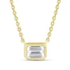 Lab Grown Diamond Emerald-Cut Bezel Pendant In 14K Yellow Gold (1/3 Ct. Tw.)