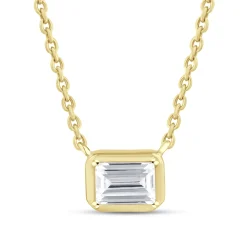 Lab Grown Diamond Emerald-Cut Bezel Pendant In 14K Yellow Gold (1/3 Ct. Tw.)