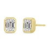 Lab Grown Diamond Emerald-Cut Bezel Earrings In 14K Yellow Gold (1/2 Ct. Tw.)