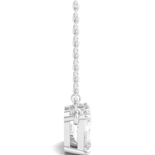 Lab Grown Diamond Emerald And Oval Necklace In 14K White Gold (1 Ct. Tw.)