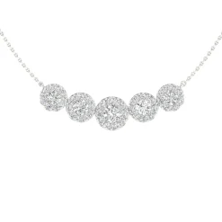 Lab Grown Diamond Five-Halo Necklace In 14K White Gold (2 Ct. Tw.)