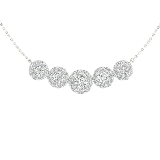 Lab Grown Diamond Five-Halo Necklace In 14K White Gold (2 Ct. Tw.)