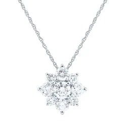 Lab Grown Diamond Flower Pendant In 14K White Gold (5/8 Ct. Tw.)
