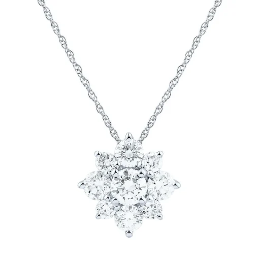 Lab Grown Diamond Flower Pendant In 14K White Gold (5/8 Ct. Tw.)