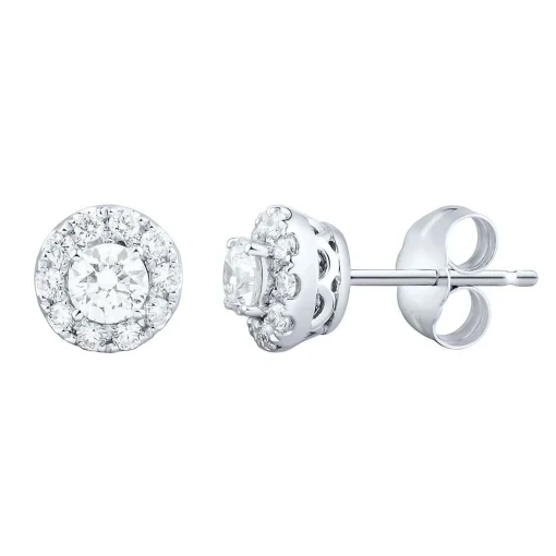 Lab Grown Diamond Halo Earrings In 14K White Gold