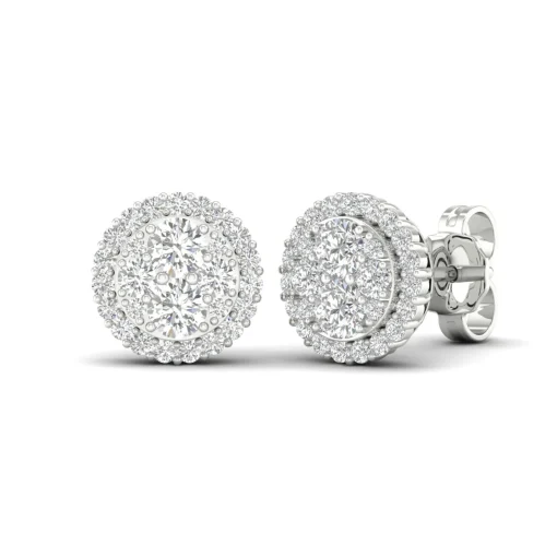 Lab Grown Diamond Halo Earrings In 14K White Gold (3/4 Ct. Tw.)