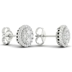 Lab Grown Diamond Halo Earrings In 14K White Gold (3/4 Ct. Tw.)