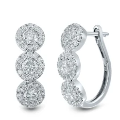 Lab Grown Diamond Halo Hoop Earrings In 14K White Gold (2 1/4 Ct. Tw.)