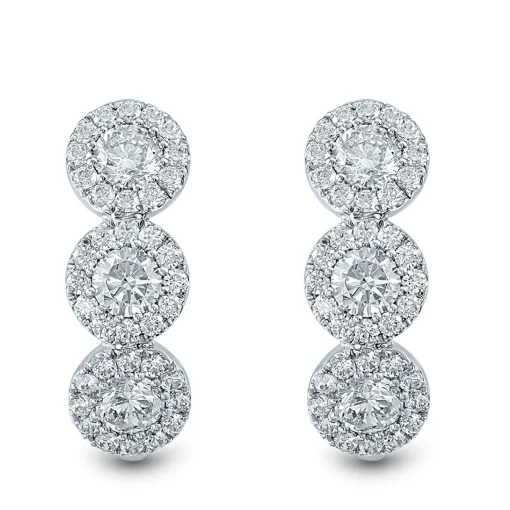 Lab Grown Diamond Halo Hoop Earrings In 14K White Gold (2 1/4 Ct. Tw.)