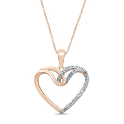 Lab Grown Diamond Heart Pendant In 10K Rose Gold (1/5 Ct. Tw.)