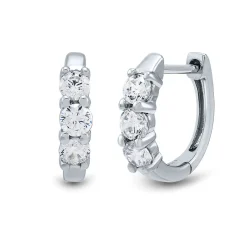 Lab Grown Diamond Huggie Hoop Earrings In 14K White Gold (1/2 Ct. Tw.)