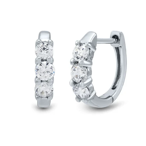 Lab Grown Diamond Huggie Hoop Earrings In 14K White Gold (1/2 Ct. Tw.)