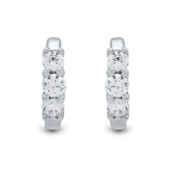 Lab Grown Diamond Huggie Hoop Earrings In 14K White Gold (1/2 Ct. Tw.)