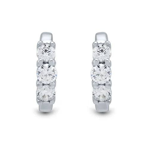 Lab Grown Diamond Huggie Hoop Earrings In 14K White Gold (1/2 Ct. Tw.)