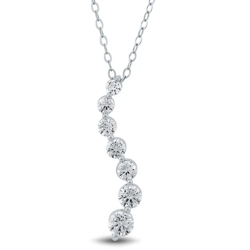 Lab Grown Diamond Journey Pendant In 14K White Gold (3/4 Ct. Tw.)