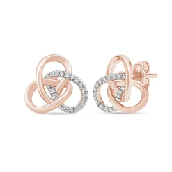 Lab Grown Diamond Knot Earrings In 10K Rose Gold (1/10 Ct. Tw.)