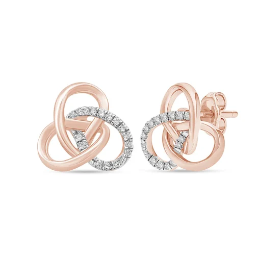 Lab Grown Diamond Knot Earrings In 10K Rose Gold (1/10 Ct. Tw.)
