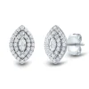 Lab Grown Diamond Marquise-Shaped Halo Earrings In 14K White Gold (1/2 Ct. Tw.)
