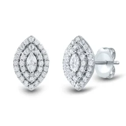 Lab Grown Diamond Marquise-Shaped Halo Earrings In 14K White Gold (1/2 Ct. Tw.)