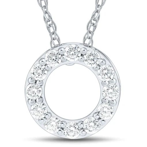 Lab Grown Diamond Open Circle Pendant In 14K White Gold (1/4 Ct. Tw.)