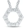 Lab Grown Diamond Open Hexagon Pendant In 14K White Gold (1/4 Ct. Tw.)