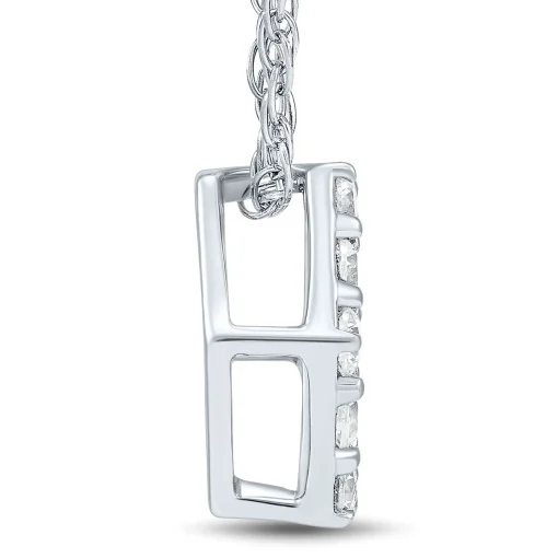 Lab Grown Diamond Open Hexagon Pendant In 14K White Gold (1/4 Ct. Tw.)